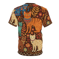 Load image into Gallery viewer, Boho Cat Tshirt – Folk Art Design with Vintage Autumn Florals