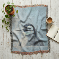 Load image into Gallery viewer, Penguin Woven Blanket – Cotton Throw Tapestry Nursery Wall Art