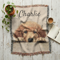 Load image into Gallery viewer, Custom Pet Blanket – Personalized Name Embroidered Woven Cotton