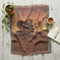Load image into Gallery viewer, Lion Throw Blanket – Handwoven Cub Design Safari Nursery Wall Hanging