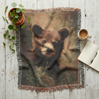 Load image into Gallery viewer, Bear Throw Blanket – 100% Cotton Woven Rustic Cabin Wildlife Tapestry