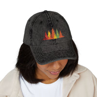 Load image into Gallery viewer, Vintage Embroidered Fall Trees Cap — Washed Grey Dad Hat