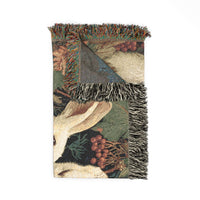 Load image into Gallery viewer, Barn Owl and Rabbit Woven Blanket | Vintage Tapestry Animal Throw