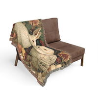 Load image into Gallery viewer, Barn Owl and Rabbit Woven Blanket | Vintage Tapestry Animal Throw