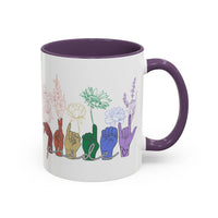 Load image into Gallery viewer, Rainbow ASL Hands with Flowers Mug | Accent Coffee Mug
