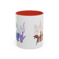 Load image into Gallery viewer, Rainbow ASL Hands with Flowers Mug | Accent Coffee Mug