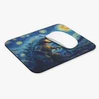 Load image into Gallery viewer, Godzilla meets Starry Night mouse pad | Van Gogh style monster art