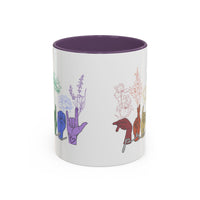 Load image into Gallery viewer, Rainbow ASL Hands with Flowers Mug | Accent Coffee Mug