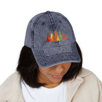 Load image into Gallery viewer, Vintage Embroidered Fall Trees Cap — Washed Grey Dad Hat