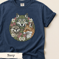 Load image into Gallery viewer, Woodland Animal Art – Wolf Fox Otter Botanical Floral Nature Print