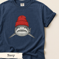 Load image into Gallery viewer, Tiger Shark Beanie Shirt Funny Coastal Adventure Ocean Art