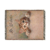 Load image into Gallery viewer, Peekaboo Tabby Cat Woven Blanket | Personalized Name Option, Cozy Throw
