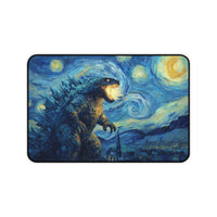 Load image into Gallery viewer, Starry Night Godzilla Desk Mat | Van Gogh Style Monster Mousepad