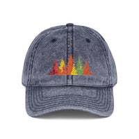 Load image into Gallery viewer, Vintage Embroidered Fall Trees Cap — Washed Grey Dad Hat