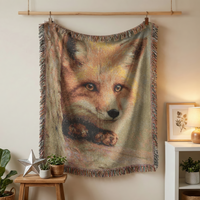 Load image into Gallery viewer, Fox Throw Blanket – Woven Vintage Tapestry for Woodland Nursery