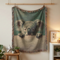 Load image into Gallery viewer, Koala Baby Blanket – Handwoven Cotton Animal Theme Nursery Gift