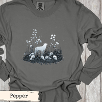 Load image into Gallery viewer, White Wolf Shirt Dark Forest Gothic Nature Art