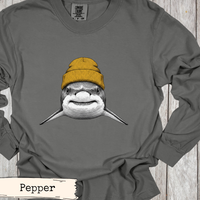 Load image into Gallery viewer, Shark Beanie Shirt Funny Coastal Adventure Great White Tee