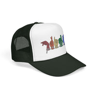 Load image into Gallery viewer, Pride ASL Hands Foam Trucker Hat | Rainbow Sign Language Cap