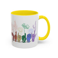Load image into Gallery viewer, Rainbow ASL Hands with Flowers Mug | Accent Coffee Mug