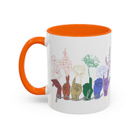 Load image into Gallery viewer, Rainbow ASL Hands with Flowers Mug | Accent Coffee Mug