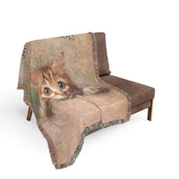 Load image into Gallery viewer, Peekaboo Tabby Cat Woven Blanket | Personalized Name Option, Cozy Throw