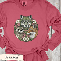 Load image into Gallery viewer, Woodland Animal Art – Wolf Fox Otter Botanical Floral Nature Print