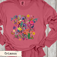 Load image into Gallery viewer, Wildflower Tshirt – Hummingbird Butterfly Design Nature Lover Botanical Graphic