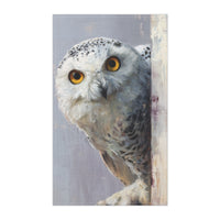 Load image into Gallery viewer, Snowy Owl Peeking Tea Towel | Kitchen Towel, Bird Illustration