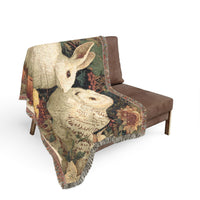 Load image into Gallery viewer, Barn Owl and Rabbit Woven Blanket | Vintage Tapestry Animal Throw