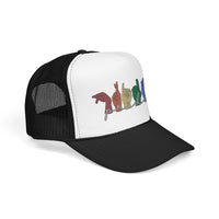 Load image into Gallery viewer, Pride ASL Hands Foam Trucker Hat | Rainbow Sign Language Cap
