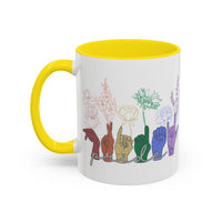 Load image into Gallery viewer, Rainbow ASL Hands with Flowers Mug | Accent Coffee Mug