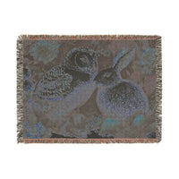 Load image into Gallery viewer, Barn Owl and Rabbit Woven Blanket | Vintage Tapestry Animal Throw