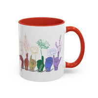 Load image into Gallery viewer, Rainbow ASL Hands with Flowers Mug | Accent Coffee Mug
