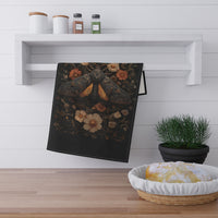 Load image into Gallery viewer, Vintage Moth Floral Tea Towel | Dark Botanical Kitchen Linen