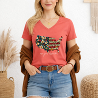 Load image into Gallery viewer, Patriotic Shirt Women – Floral Usa Vneck 250 Years Anniversary