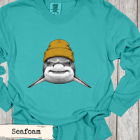 Load image into Gallery viewer, Shark Beanie Shirt Funny Coastal Adventure Great White Tee