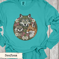 Load image into Gallery viewer, Nature Inspired Print Forest Animal Art Woodland Wildlife Design Wolf Fox Otter Illustration Botanical Wildflower Elements Rustic Mountain Cabin Aesthetic Cottagecore Wall Display Perfect Gift Outdoor Adventure Lover Home Styling Beautiful