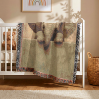 Load image into Gallery viewer, Elephant Throw Blanket – Safari Nursery Woven Cotton Gift