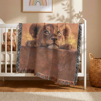 Load image into Gallery viewer, Lion Throw Blanket – Handwoven Cub Design Safari Nursery Wall Hanging