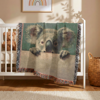 Load image into Gallery viewer, Koala Baby Blanket – Handwoven Cotton Animal Theme Nursery Gift