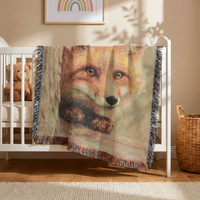 Load image into Gallery viewer, Fox Throw Blanket – Woven Vintage Tapestry for Woodland Nursery