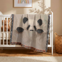 Load image into Gallery viewer, Panda Woven Blanket – Soft Cotton Throw for Nursery Gifts