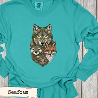 Load image into Gallery viewer, Fox Wolf Otter Art Woodland Animal Nature Print Botanical Forest Illustration Wildlife Design Intricate Floral Foliage Cottagecore Wall Display Perfect Nature Lover Gift Outdoor Enthusiast Present Rustic Home Styling Cabin Art Print Hiker