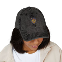 Load image into Gallery viewer, Vintage Embroidered Wolf Cap — Distressed Grey Baseball Hat
