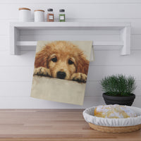 Load image into Gallery viewer, Personalized Golden Retriever Puppy Tea Towel | Cotton Kitchen Towel