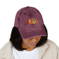 Load image into Gallery viewer, Vintage Embroidered Fall Trees Cap — Washed Grey Dad Hat