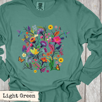 Load image into Gallery viewer, Wildflower Tshirt – Hummingbird Butterfly Design Nature Lover Botanical Graphic