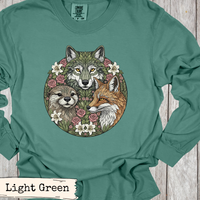 Load image into Gallery viewer, Woodland Animal Art – Wolf Fox Otter Botanical Floral Nature Print