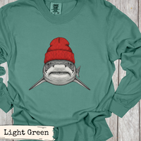 Load image into Gallery viewer, Tiger Shark Beanie Shirt Funny Coastal Adventure Ocean Art